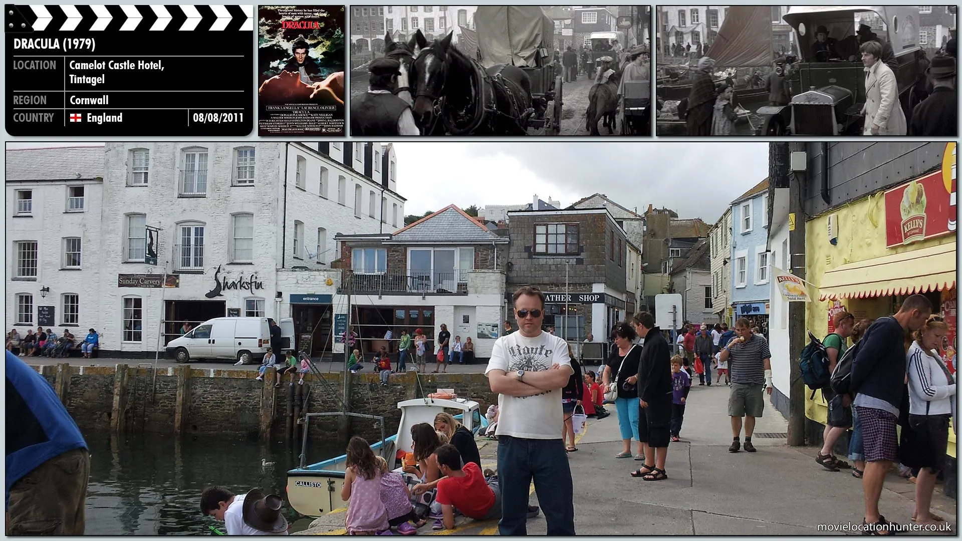 Filming location photo, shot in England, for Dracula (1979). Scene description: Although Harker's (Trevor Eve) car suffers axle damage and they must walk, they arrive at the dock just as Dracula's (Frank Langella) ship clears the harbour.